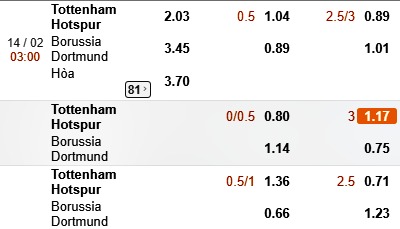 Kèo Tottenham vs Dortmund Cúp C1