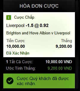 kèo trận Liverpool vs Brighton tại nhà cái 188bet Việt Nam