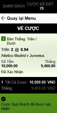 Tài xỉu Atletico Madrid vs Juventus nhà cái 188bet