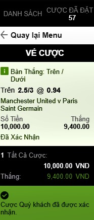 Tài xỉu M.U vs PSG