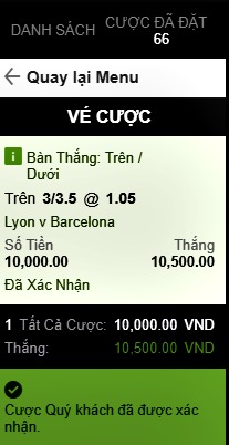 Tài xỉu trận Lyon vs Barca cúp C1 tại nhà cái 188bet