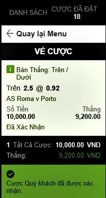 tài xỉu Roma vs Porto