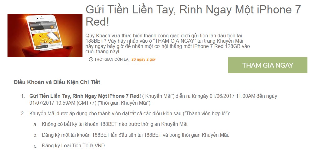 Nhận khuyến mãi điện thoại Iphone từ 188Bet