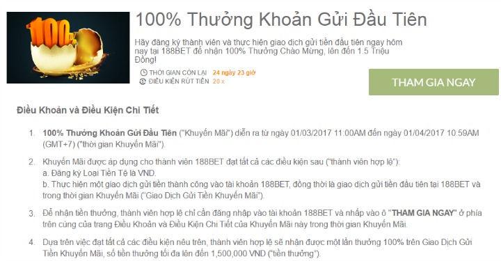 Khuyến mãi gửi tiền 100%