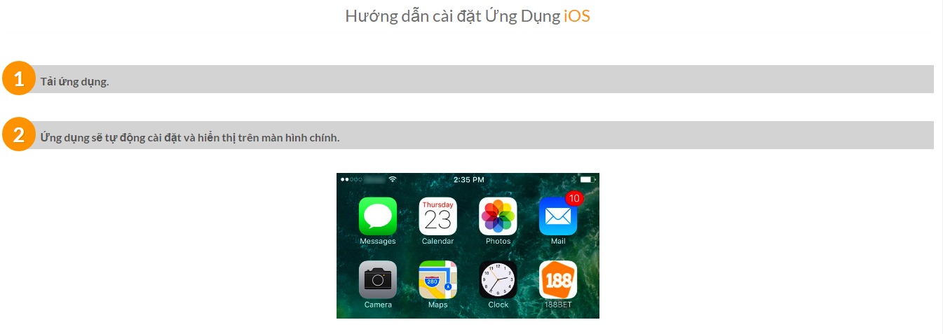 Hướng dẫn tải ứng dụng iOS trên 188Bet